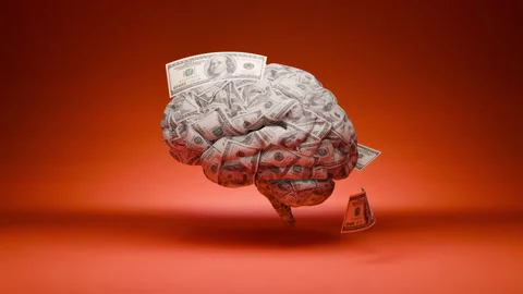 Human brain covered in dollar bills Stock Footage 302233883