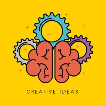 Human brain creativity ideas business solution gear イラスト素材