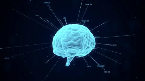 Human brain with data number analysis computation Stock Footage 201291939
