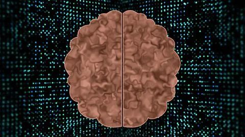 Human brain on digital background concept Illustrazione stock