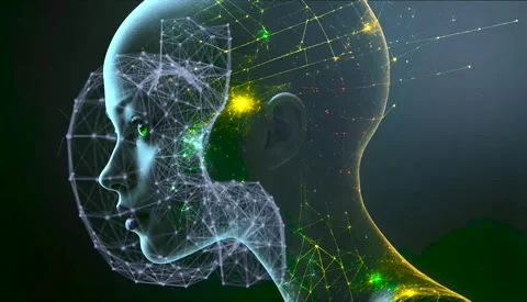 Human Brain with Digital Neural Connections and AI Integration 4K Stock Footage 339270483