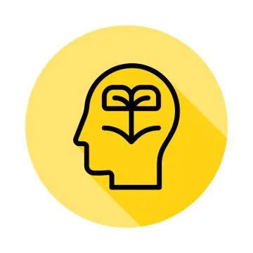 Human, brain, education, idea, learning outline icon in long shadow style Stock Illustration