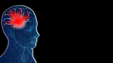 Human brain electrical activity loop, red 스톡 동영상 39616575