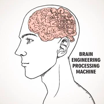 Human brain as engineering machine concept Stock Illustration