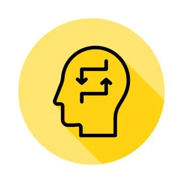 Human, brain, exchange icon long shadow Stock Illustration