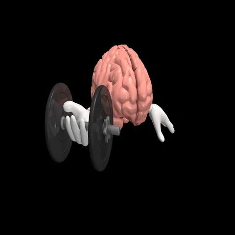 Human brain exercising with dumbbell. Brain training memory concept (Alpha loop) Stock Footage 69508557