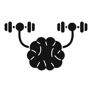 Human brain exercising with dumbbells training intellect strength Illustrazione stock