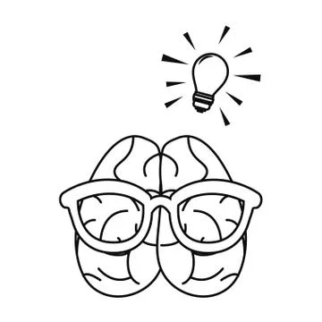 Human brain eyeglasses creativity イラスト素材