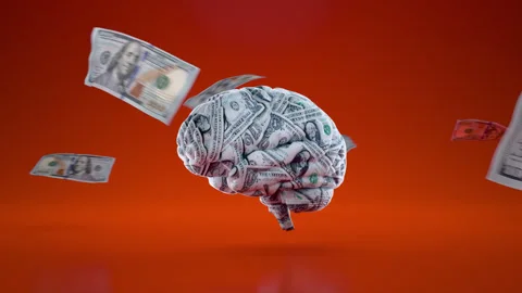 Human Brain with Flying Dollars Stock-Footage 314428367