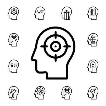 Human, brain, focus flat vector icon in mind process pack Stock Illustration