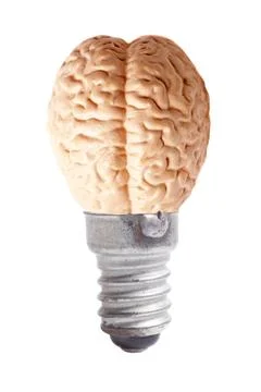 Human brain in form of light bulb Foto stock