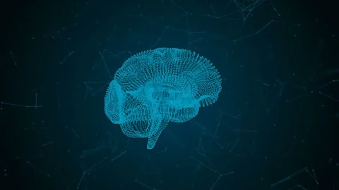 The human brain in the form of particles and plexus. Abstract geometric Stock Footage 76789539