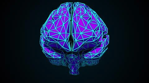 Human brain is formed by a combination of colored triangles, computer generated Stock Illustration