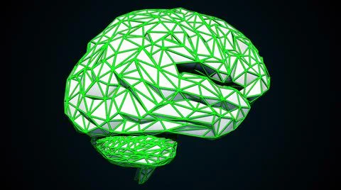 Human brain is formed by a combination of colored triangles, computer generated Stock Illustration