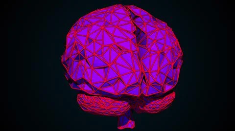 Human brain is formed by a combination of colored triangles, computer generated Stock Illustration