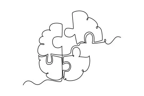 Human brain forming from piece of puzzles logo identity Stock Illustration