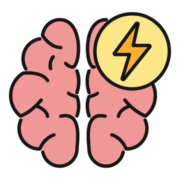 Human brain generating creative idea lightning bolt 库存插图
