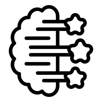 Human brain generating ideas represented by stars for creative process Stock Illustration