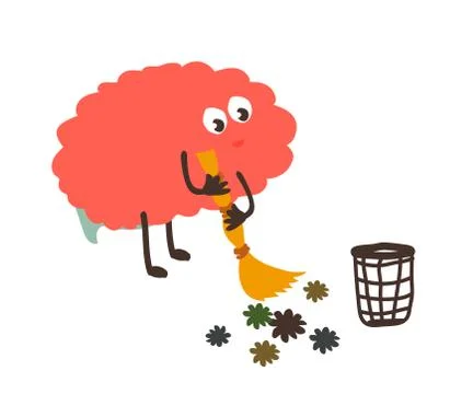 The human brain gets rid of all unnecessary things. Vector. Stock Illustration