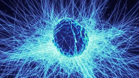 Human brain glowing visualization 스톡 일러스트