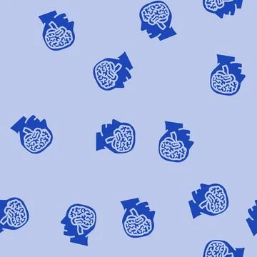 Human brain glyph vector seamless pattern イラスト素材