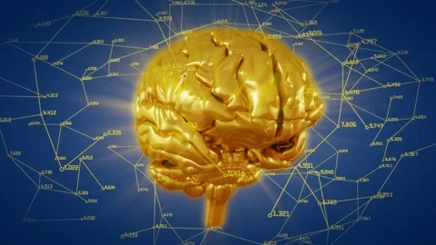 Human Brain Gold Network Rotation Video stock 90567982