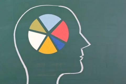 Human brain graph with colorful chart 스톡 사진