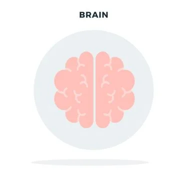 Human brain in a gray circle vector flat isolated Ilustración de archivo