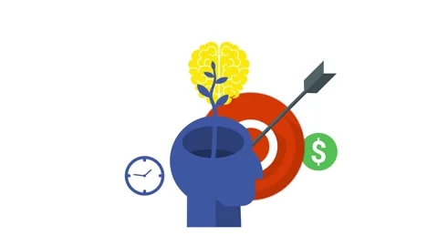 Human Brain with a growing positive thinking animation Stock Footage 246581443