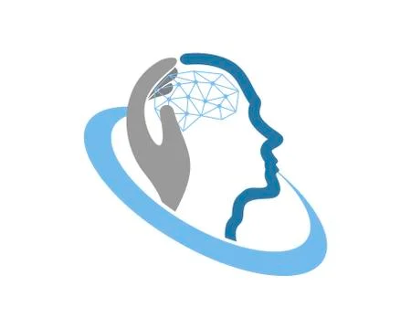 Human brain with hand inside the circle Stock Illustration
