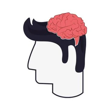 Human brain in head icon Stock Illustration