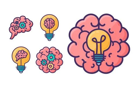 Human Brain Hemispheres Inside Electric Lamp Illustrazione stock