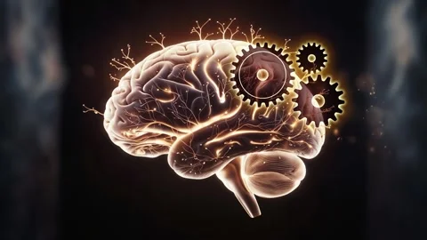 Human brain with highlighted neural pathways and electric activity 4k Video stock 300229163