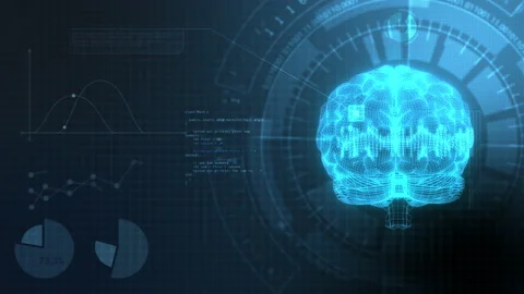 Human brain hologram scan Stock Footage 203835708