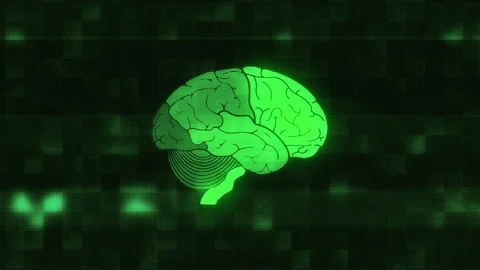 Human brain on hud glitch display colorful seamless animation background new Stock Footage