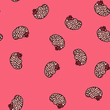 Human brain human vector seamless pattern イラスト素材