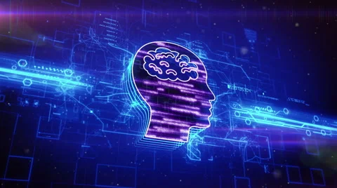 Human brain icon on abstract blue background Stock Footage 63461990