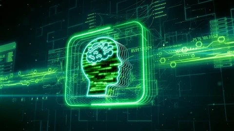 Human brain icon on abstract green background Stock Footage 72685989