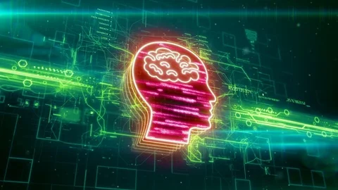 Human brain icon on abstract green background Stock Footage 72686005