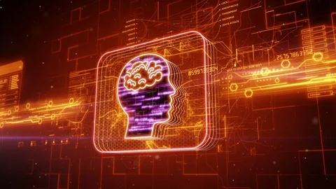 Human brain icon on abstract red background Stock Footage 72198069