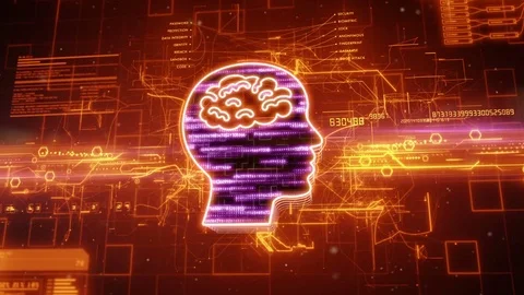Human brain icon on abstract red background Stock Footage 72198311