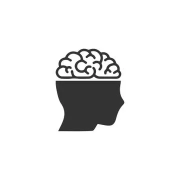 Human brain icon flat Stock Illustration