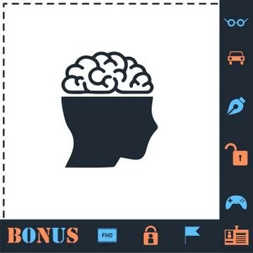 Human brain icon flat Stock Illustration