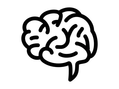 Human Brain Icon, Innovation and Thinking Symbol Isolated on White Backgrou.. Stock Illustration