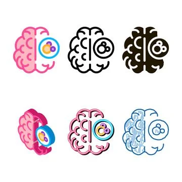 Human brain icon types vector outline Stock Illustration