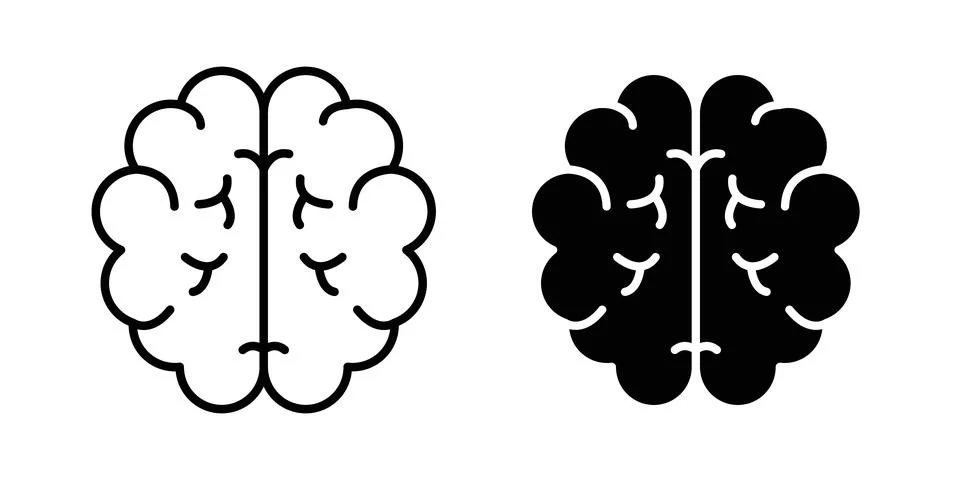 Human brain icon vector template set in black Stockillustratie