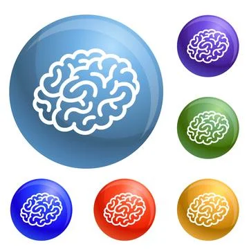 Human brain icons set 스톡 일러스트