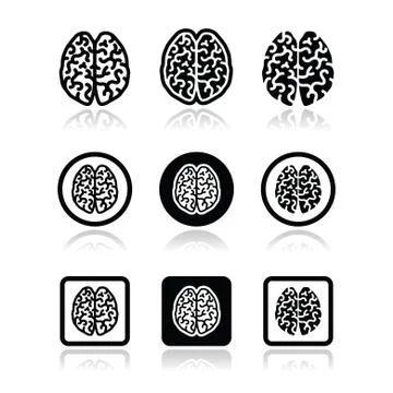 Human brain icons set - intelligence, creativity concept Stock Illustration