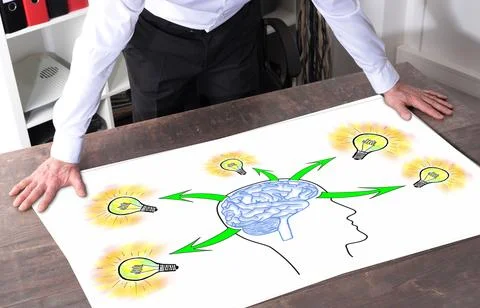 Human brain ideas concept on a desk Stock Photos