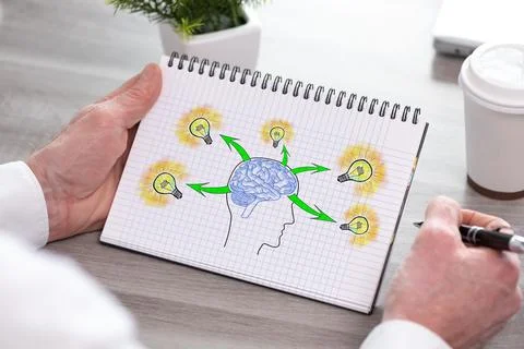 Human brain ideas concept on a notepad Stock Photos